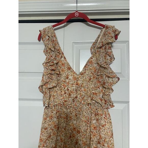 ASTR The Label Tie Open Back Floral Baby Doll Midi Dress Fairy Cottage Core L - Picture 6 of 12